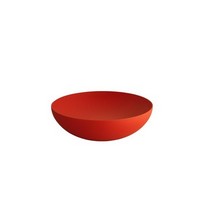 photo double double-walled bowl in colored steel and resin, red with relief decoration 2